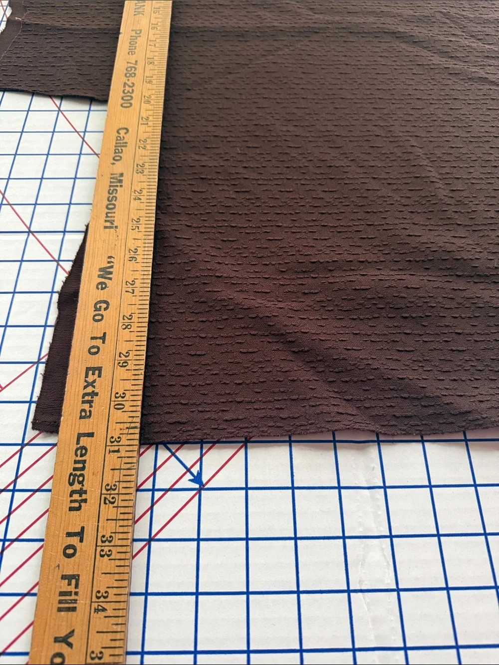 2 Textured Polyester Fabric Remnants Navy Stretch & Brown Textured Woven 1980s
